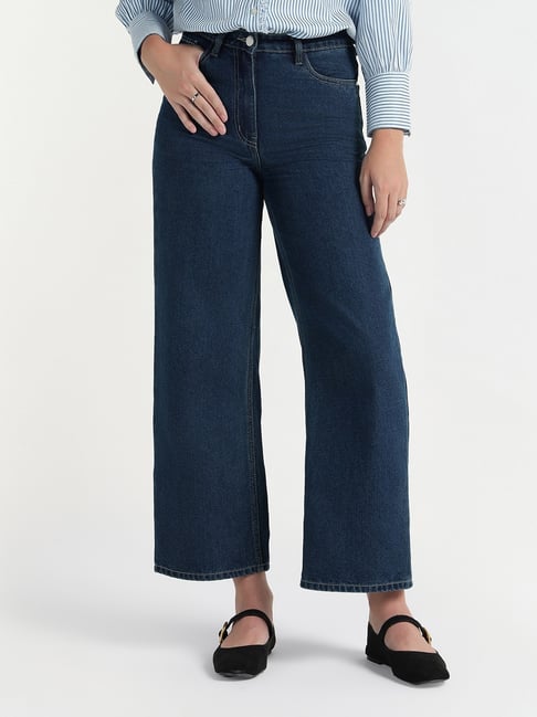 Elle Women Blue Solid Pure Cotton Jeans