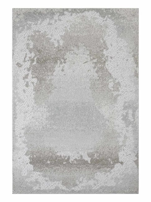 OBSESSIONS Cream Abstract Polyester Machine Made Carpet 4x6 Feet