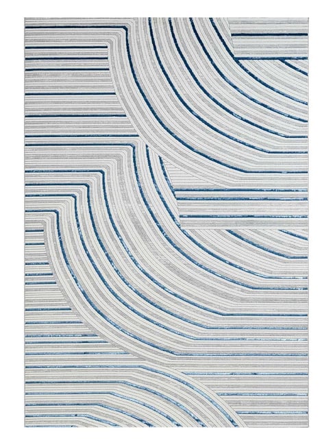 OBSESSIONS Blue Abstract Polyester Machine Made Carpet 5x7 Feet-picture-37