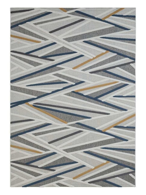 OBSESSIONS Blue Abstract Polyester Machine Made Carpet 5x7 Feet
