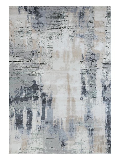 OBSESSIONS Grey Abstract Polyester Machine Made Carpet 5x7 Feet-picture-44