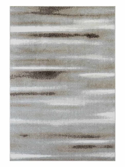 OBSESSIONS Grey Abstract Polyester Machine Made Carpet 4x6 Feet