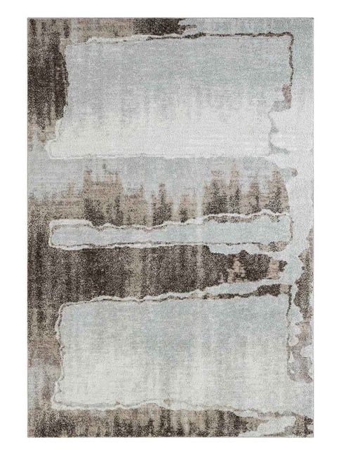 OBSESSIONS Beige Abstract Polyester Machine Made Carpet 4x6 Feet