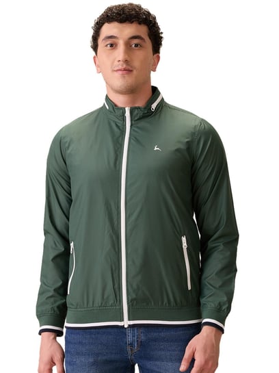 Parx Dark Green Polyester Regular Fit Long Sleeves Jacket