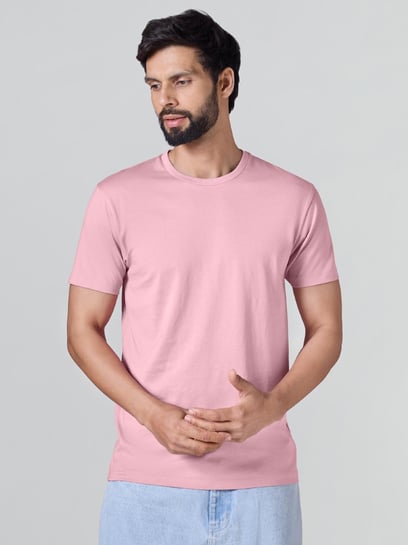 XYXX Misty Lilac Cotton Regular Fit Solid T-Shirt