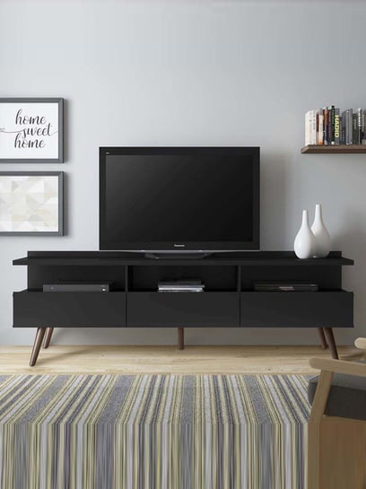 Buy Madesa Black Engineered Wood Londres TV Unit at Best Price