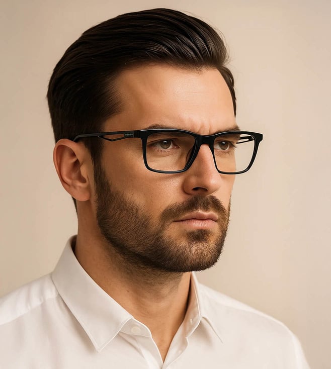 Police VPL985K51700FR Black Square Eye Frames For Men
