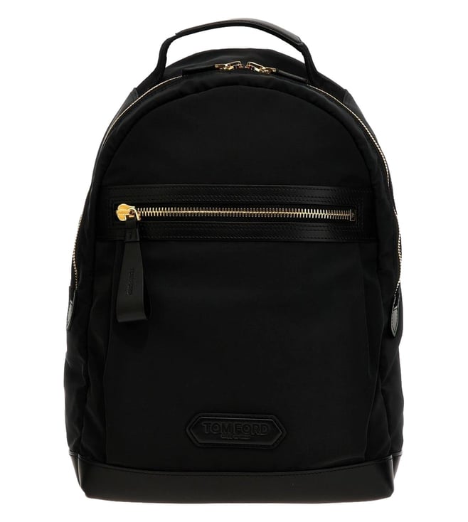 TOMFORD レザーバックパック Tom Ford Black Logo Patch Backpack