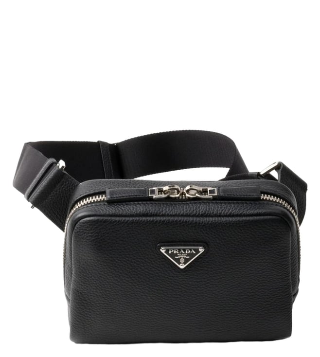 ショルダーバッグ PRADA BLACK LEATHER BRIQUE CROSSBODY BAG Prada Black Brique Leather Cross Body Bag