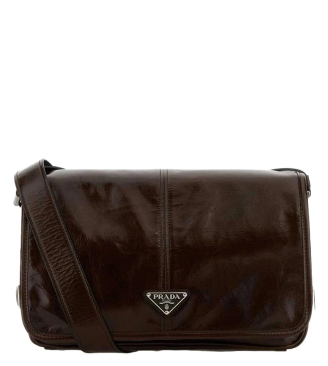 Prada Dark Brown Logo Cross Body Bag