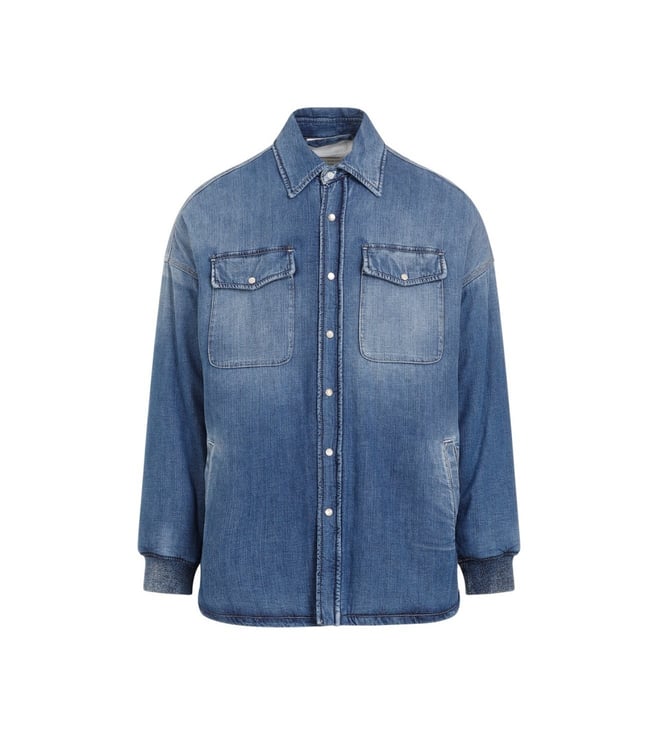 Alexander Mcqueen Blue Quilted Denim Shirt