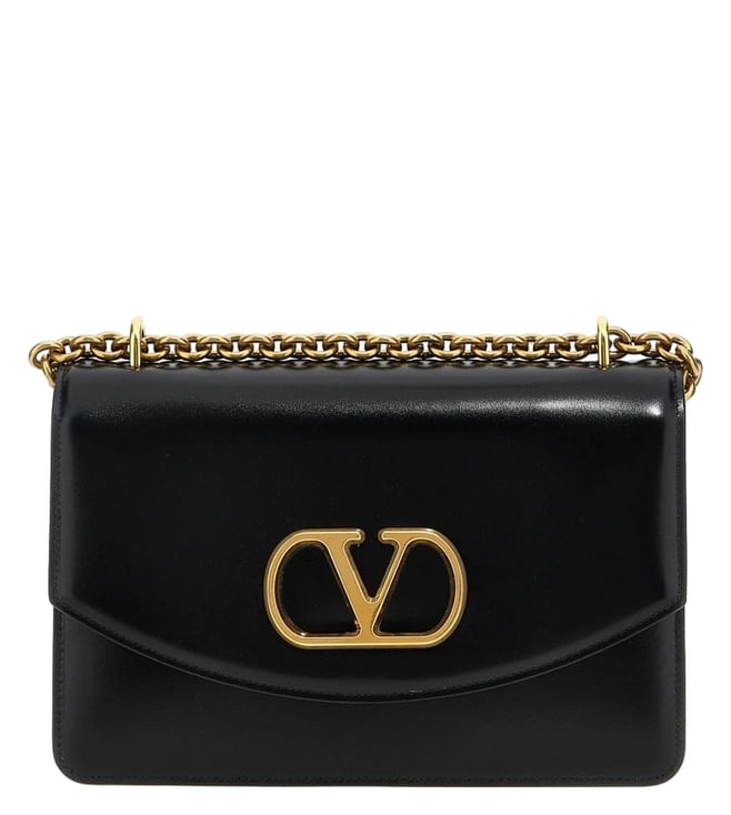 Valentino Garavani Black Vain Shoulder Bag