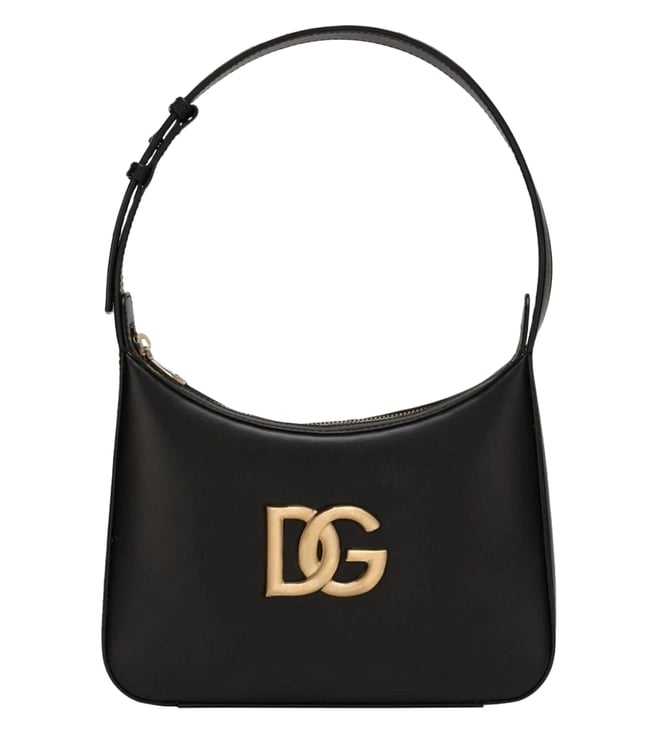 Dolce & Gabbana Black Golden Logo Mini Hobo Bag