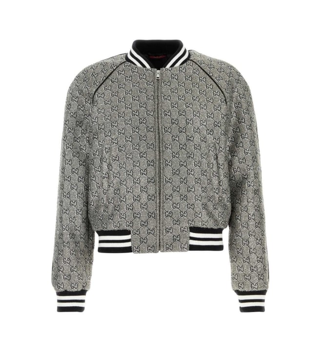 Gucci Silver Logo Bomber Jacket