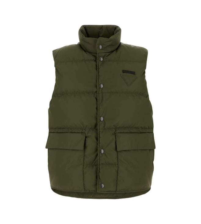 Prada Olive Puffer Sleeveless Jacket