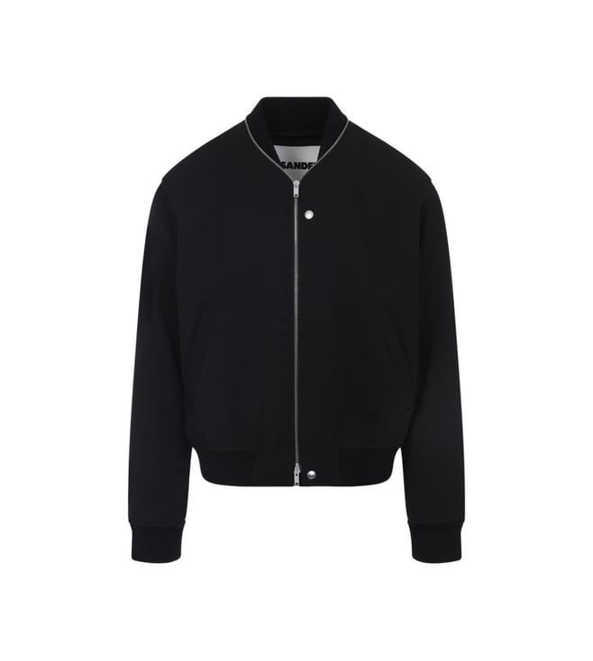 Jil Sander Black Wool Gabardine Bomber Jacket