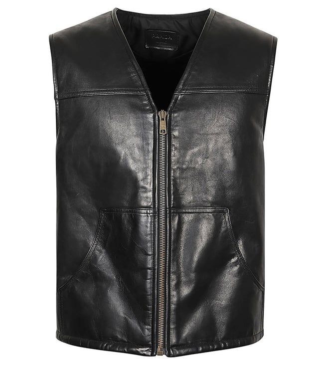 Prada Black Logo Leather Vest