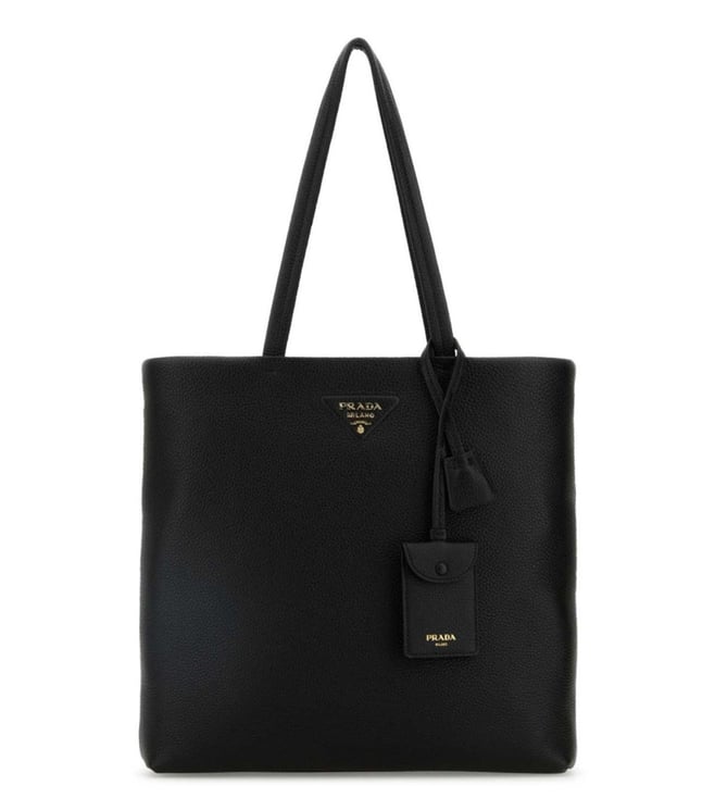 Prada Black Triangle Logo Tote Bag