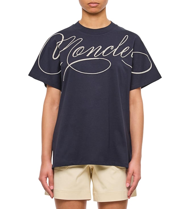 Moncler Navy Blue Crewneck Regular Fit T-Shirt