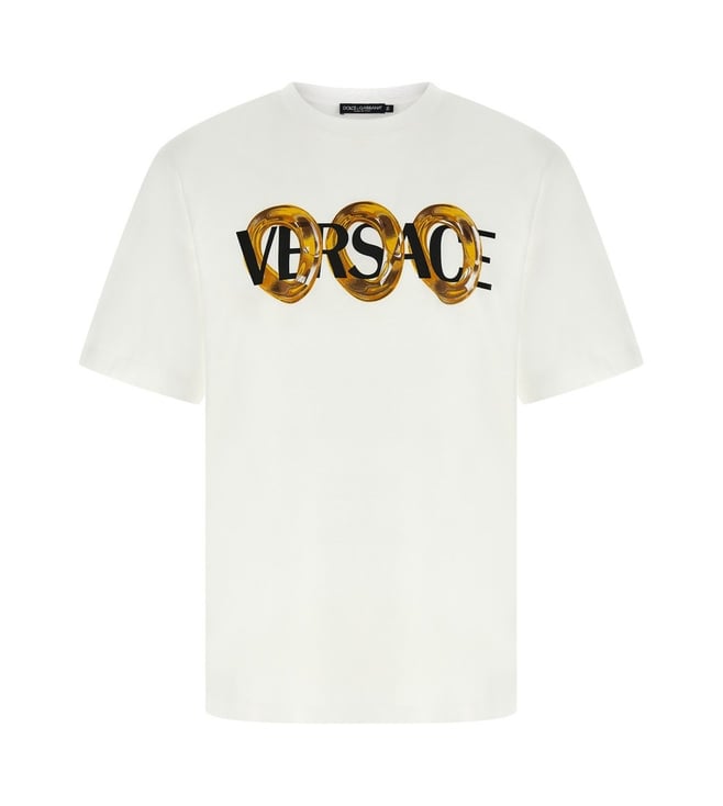 Versace White Logo Print T-Shirt