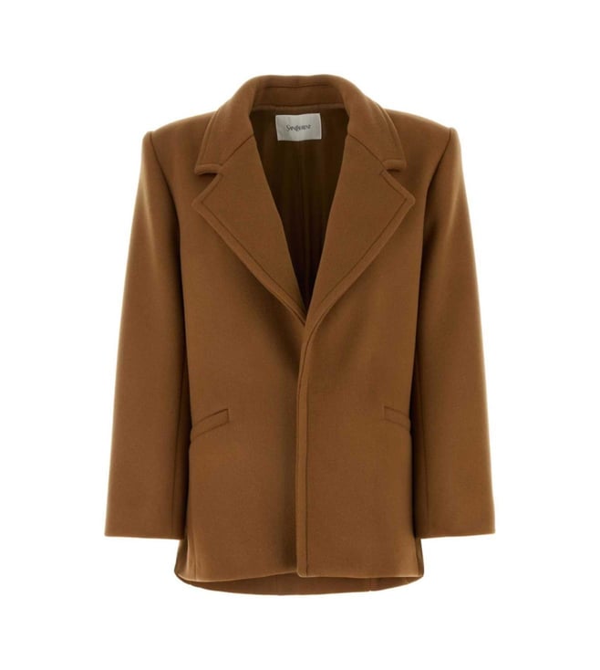 Saint Laurent Bronze Single-Breasted Wool Coat