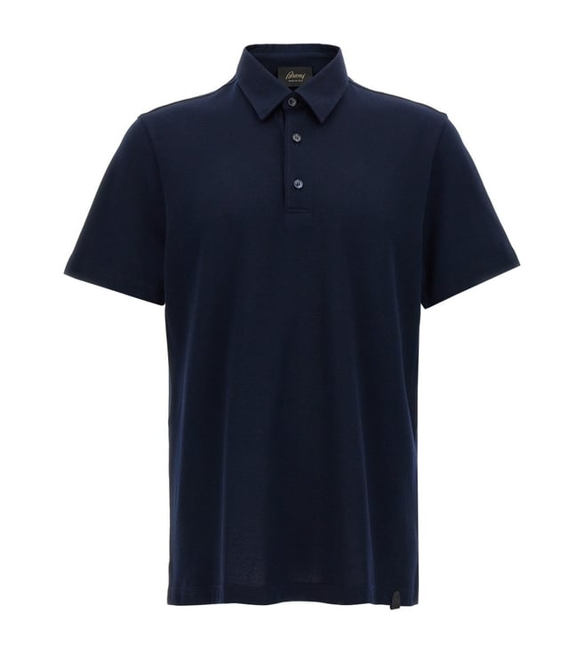 トップス Brioni Brioni Navy Blue Cotton Polo Shirt