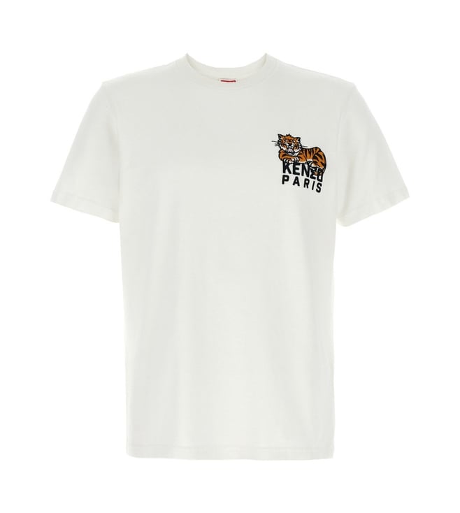 KENZO ケンゾー 'Gots Happy Tiger' White Crewneck T-Shirt Kenzo White 'Gots Happy Tiger' Printed T-Shirt