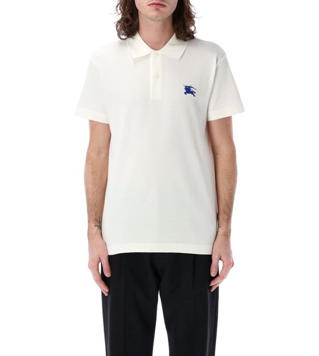 Burberry White Checks Logo Polo