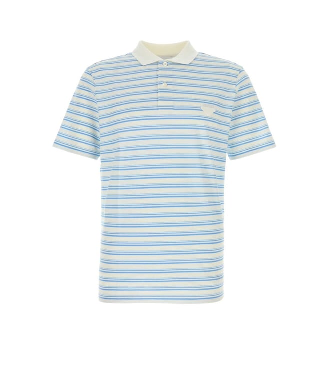 Prada Blue Striped Cotton Polo Shirt