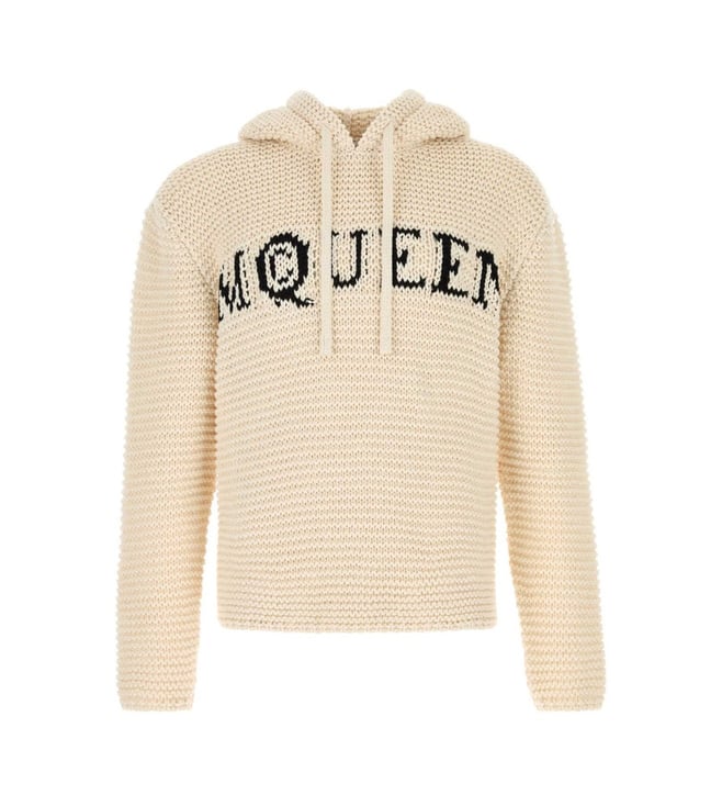Alexander McQueen Cream Textured Ivory Cotton Sweatshirt