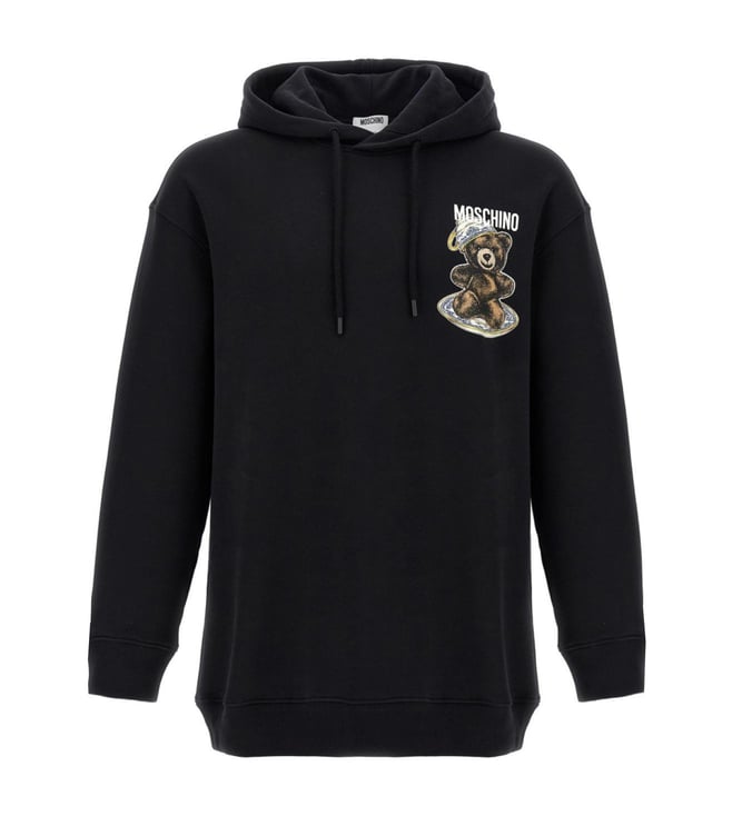 Moschino Black Logo Hoodie Graphic Flared Fit Sweatshirt