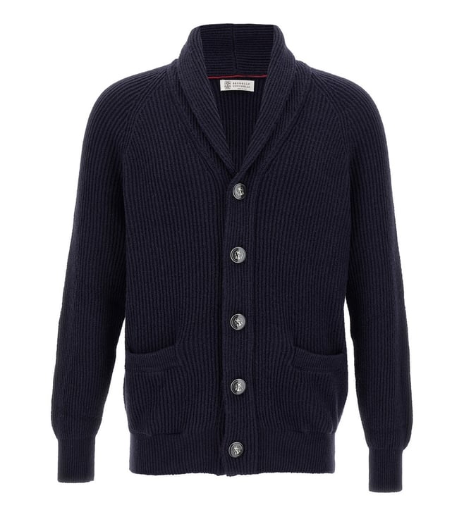 BRUNELLO CUCINELLI カシミヤ カーディガン ネイビー Brunello Cucinelli Navy Shawl Neck Cardigan