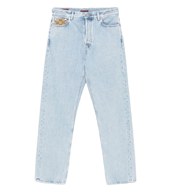 GUCCIジーンズ GUCCI Light Blue Denim Lightly Washed Relaxed Fit Jeans
