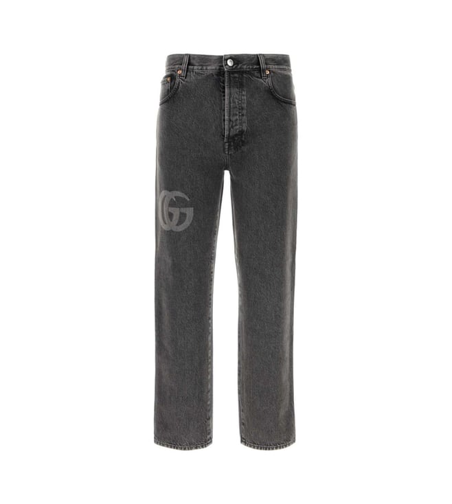 GUCCI Grey Denim Lightly Washed Slim Fit Jeans