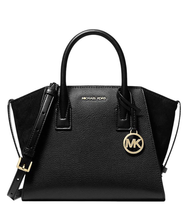 Michael Kors Black Avril Textured Leather Medium Satchel