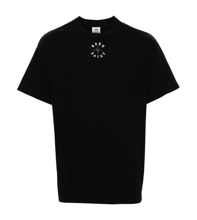 Saint Mxxxxxx Black Crewneck Logo Print T-Shirt
