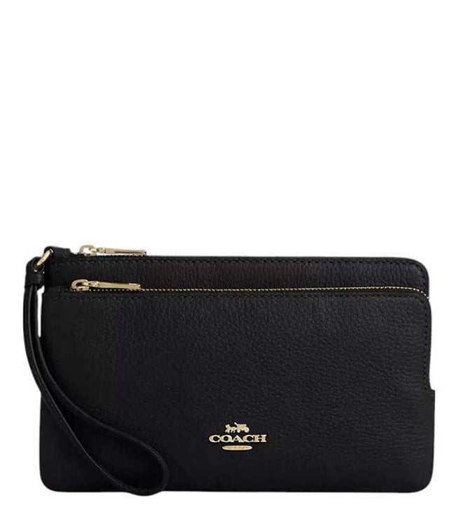 Coach Black Textured Leather Wristlet