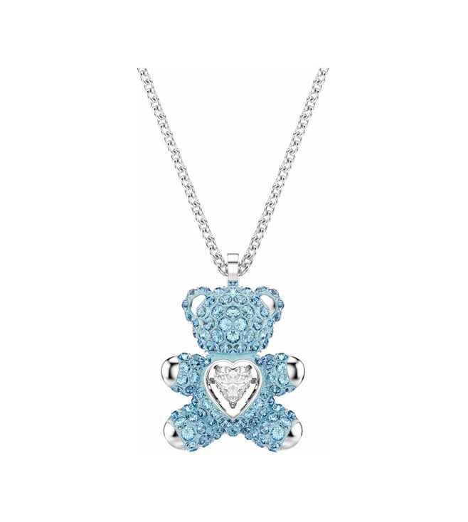 【スワロフスキー】Teddy pendant Blue韓国 チェウォン着用 SWAROVSKI Blue Teddy Necklace