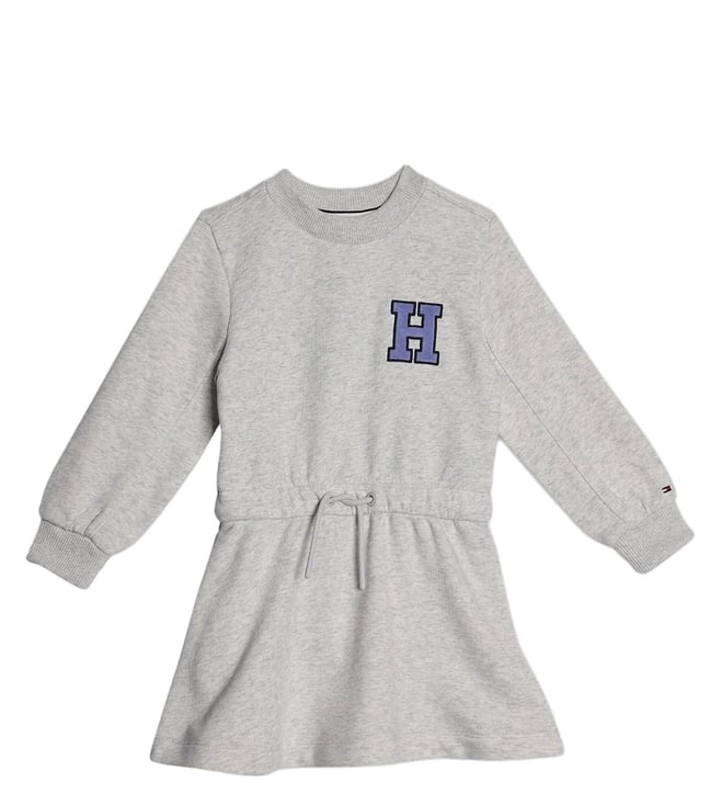 Tommy Hilfiger Kids Grey Cotton Relaxed Fit Printed Dress