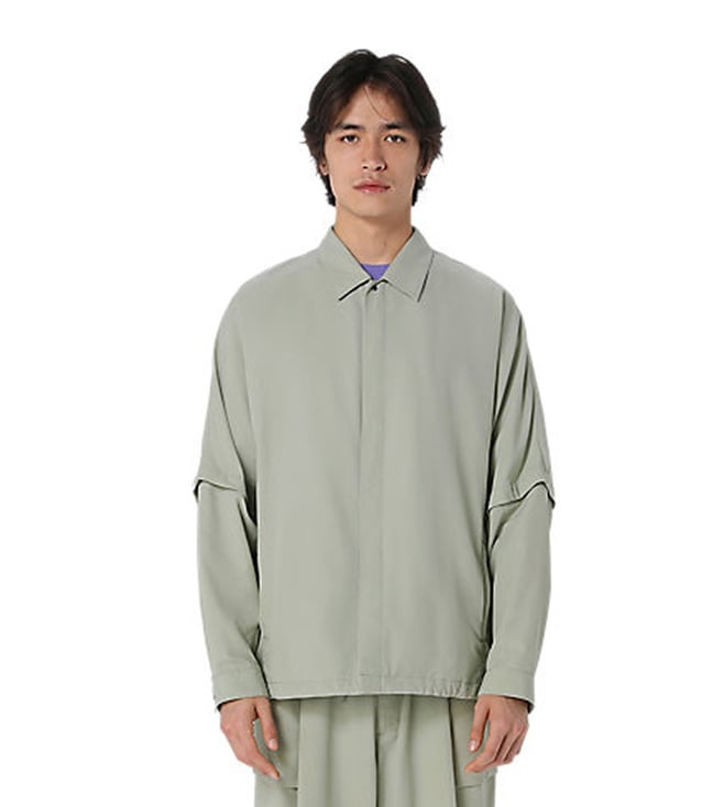 Asics Unisex Olive Grey Regular Fit Detachable Shirt Jacket