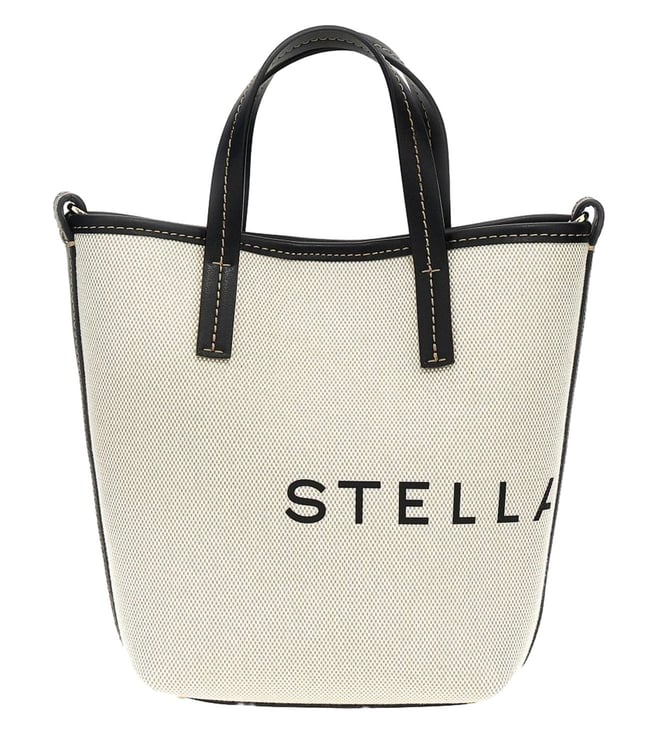 STELLA MCCARTNEY White Logo Print Cotton Tote Bag