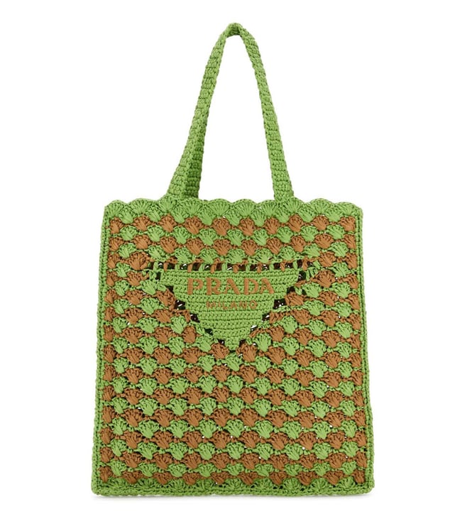 Prada Green Crochet Tote