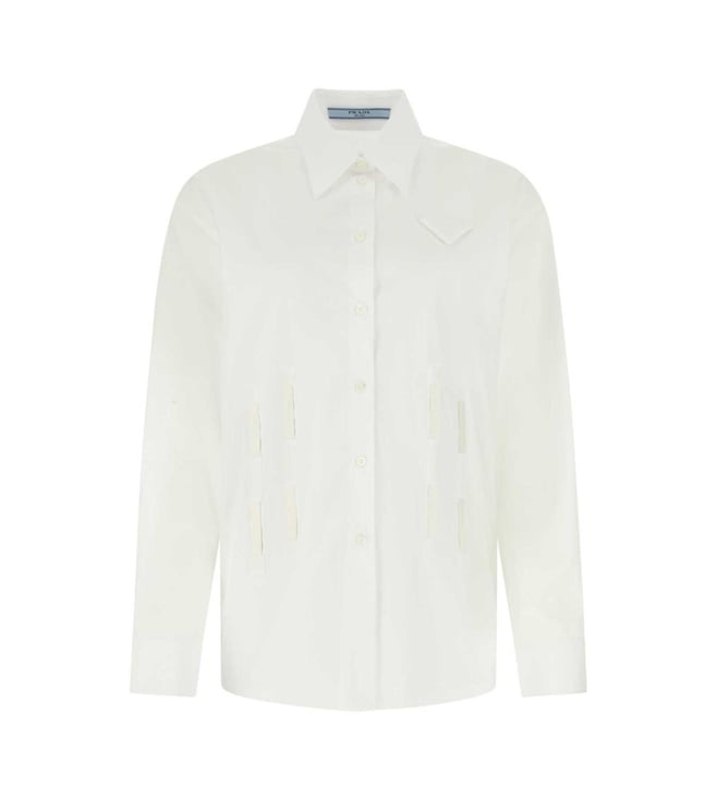 Prada White Regular Fit Solid Long Sleeves Shirt
