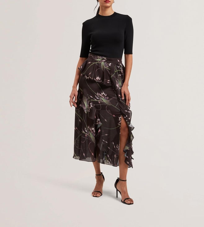 Ted Baker Black Casieyy Ruffle Maxi Dress
