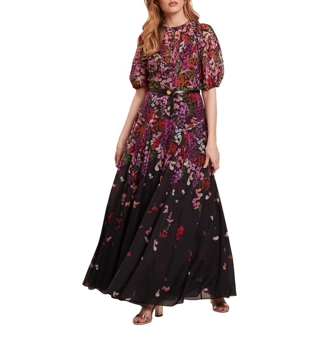 Ted Baker Black Printed Fit-And-Flare Maxi Dress