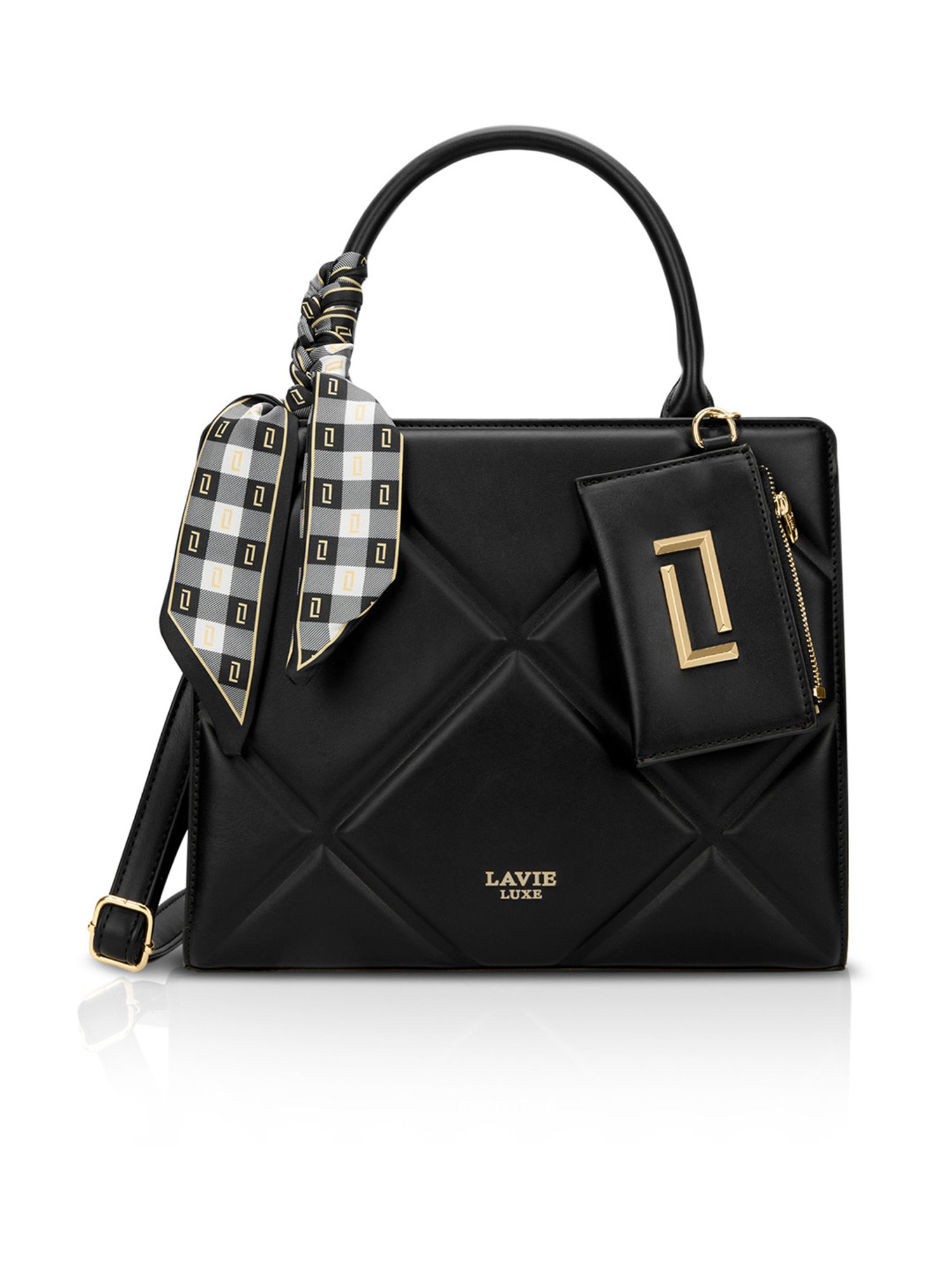 Lavie Luxe Black Quare Satchel Handbag