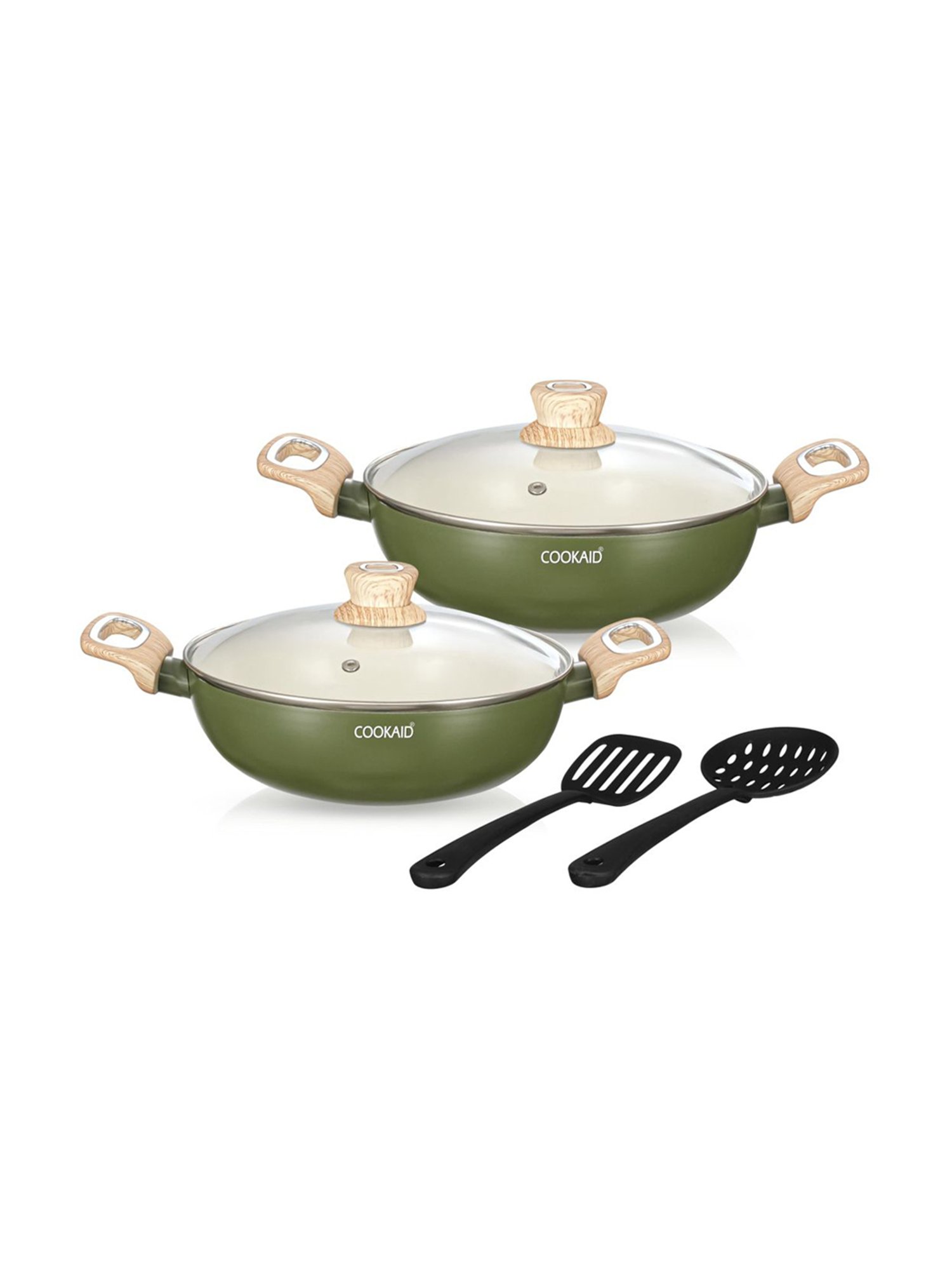 Buy Cookaid ?Olive Green Velora Series Ceramic Coating Kadhai