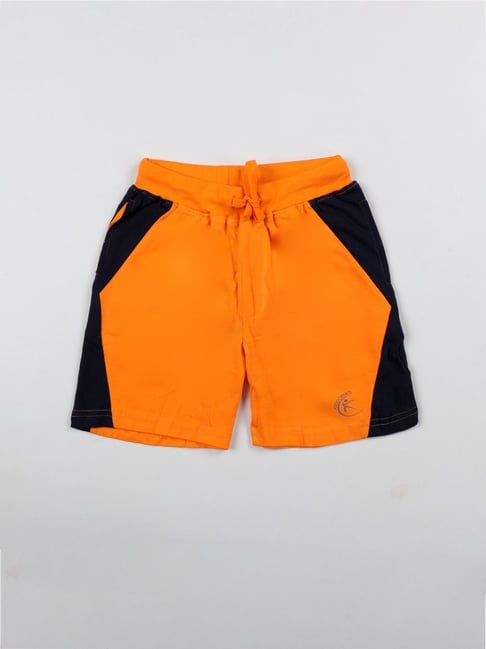Kiddopanti Kids Orange Color Block Shorts-picture-35