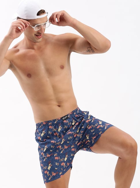 SHOWOFFFF Blue Slim Fit Printed Cotton Boxers