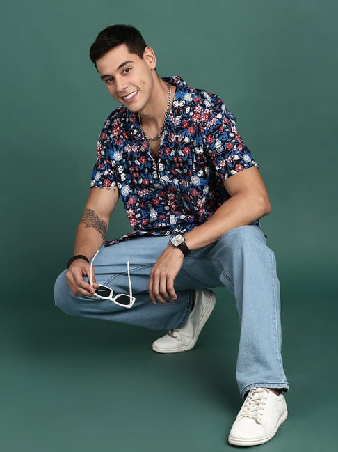 SHOWOFFFF Multi Cotton Relaxed Fit Floral Print Shirt